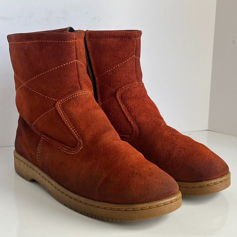 Vintage Suede Mid-Calf Boots in Rust